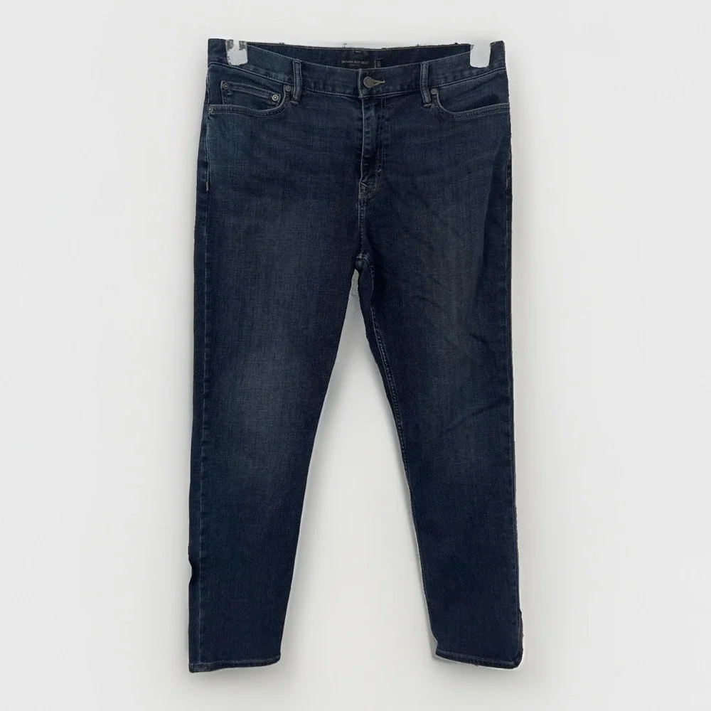 Banana Republic Mens Slim Fit Straight Jeans Stretch Denim 34 x 29 Blue Med Wash